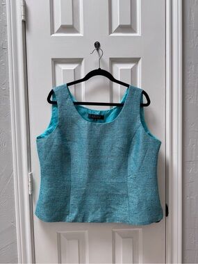 Kasper 18 Metallic Teal Boucle Tweed Vest